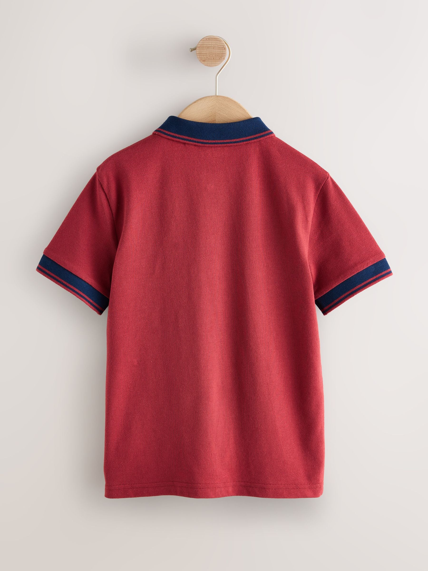 Dsiney Kidz - Rust/Navy Stripe Tipped Collar Short Sleeve Polo Shirt (3-16yrs) image 2