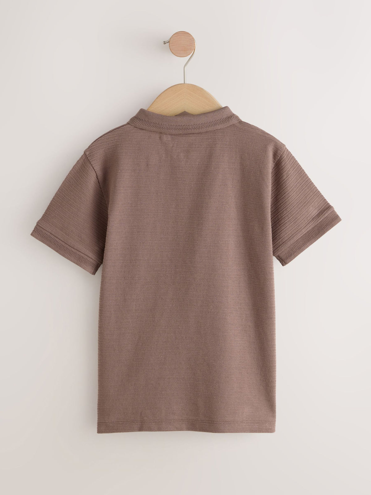 Dsiney Kidz - Mink Brown Textured Short Sleeve Zip Neck Polo Shirt (3-16yrs) image 2
