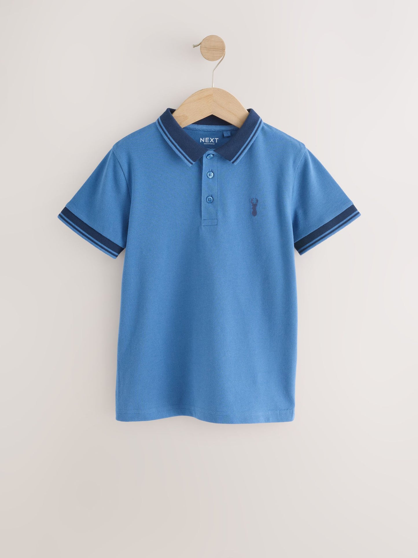 Dsiney Kidz - Blue/Navy Stripe Tipped Collar Short Sleeve Polo Shirt (3-16yrs) image 1