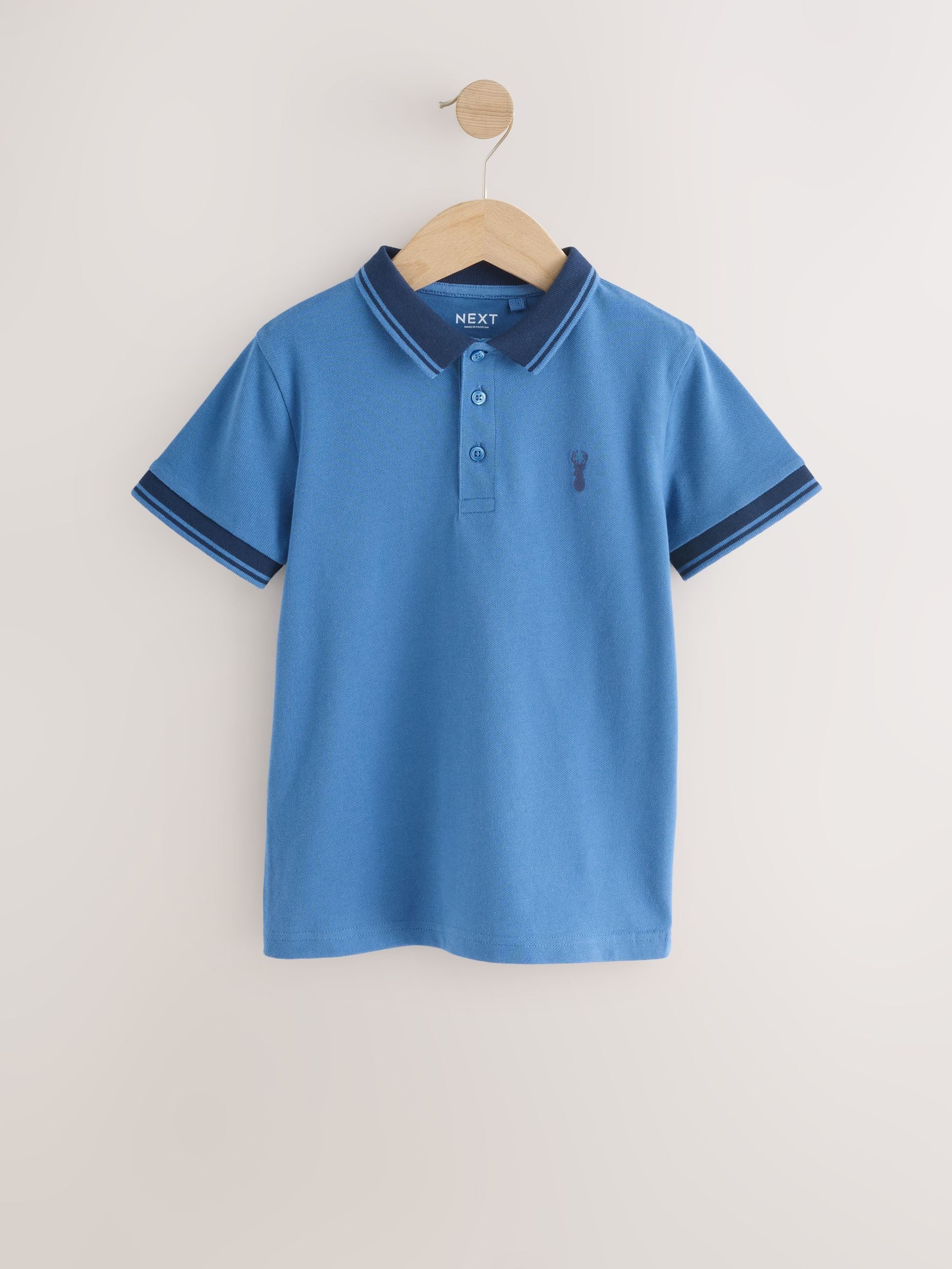 Dsiney Kidz - Blue/Navy Stripe Tipped Collar Short Sleeve Polo Shirt (3-16yrs) image 1