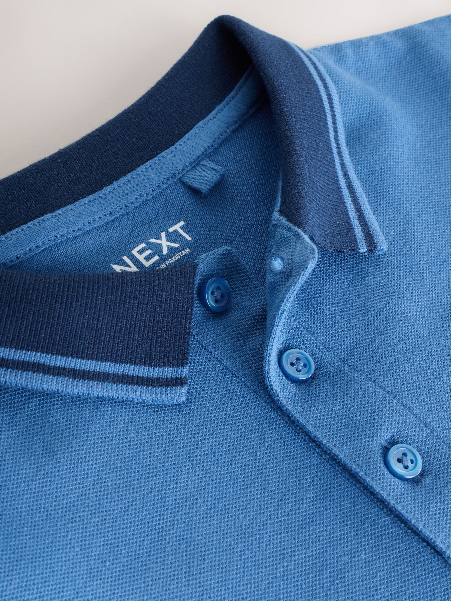 Dsiney Kidz - Blue/Navy Stripe Tipped Collar Short Sleeve Polo Shirt (3-16yrs) image 2