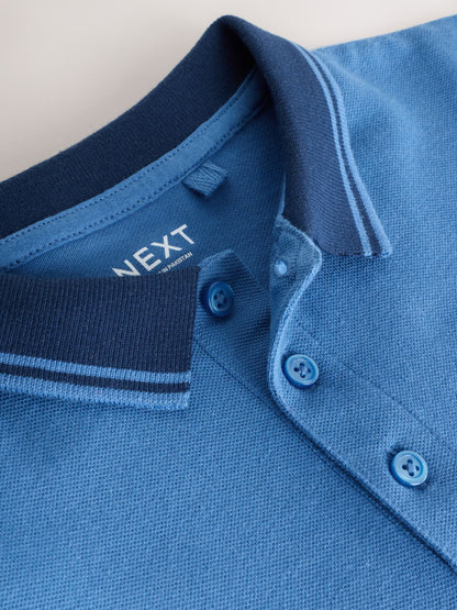 Dsiney Kidz - Blue/Navy Stripe Tipped Collar Short Sleeve Polo Shirt (3-16yrs) image 2