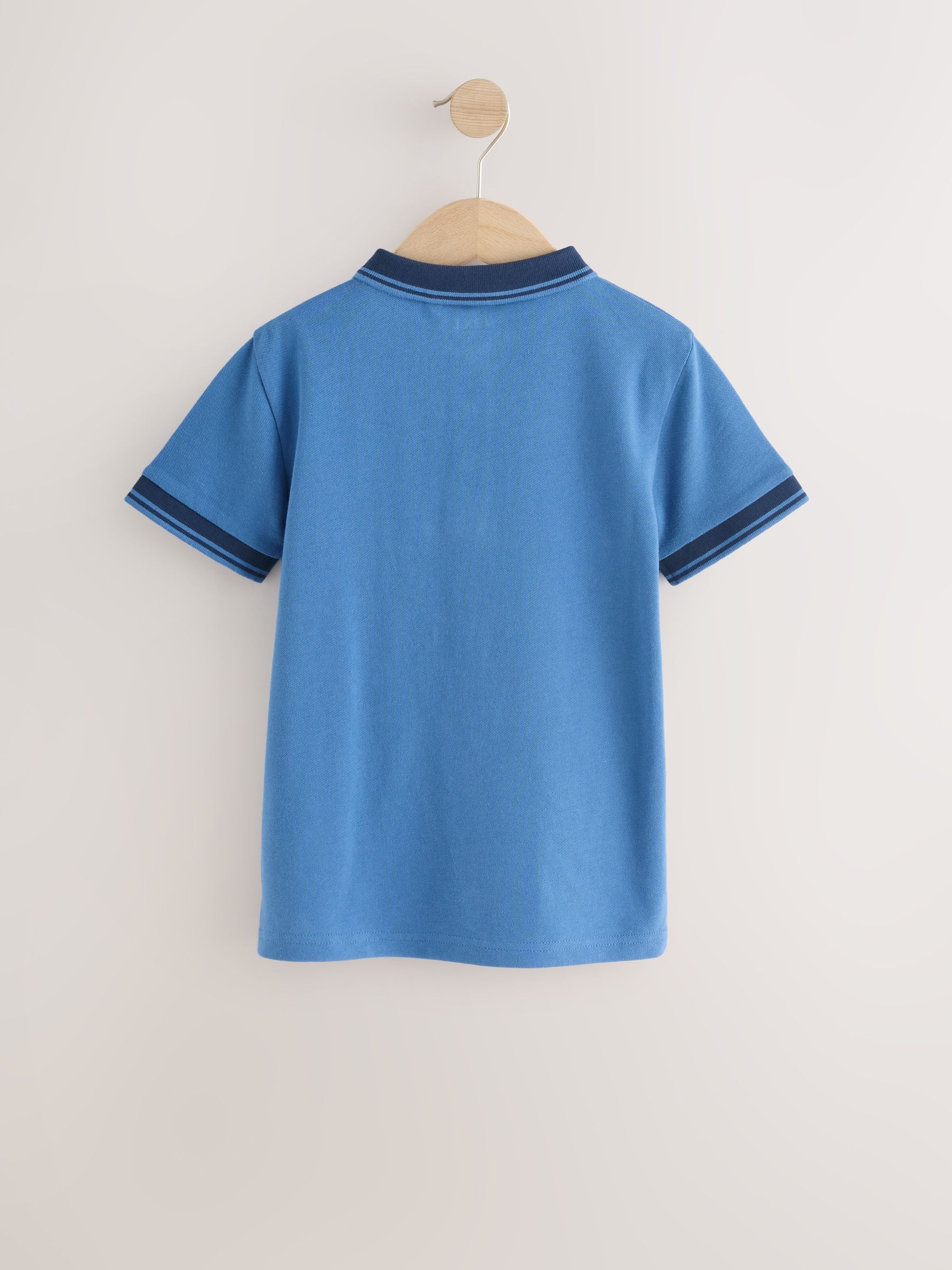 Dsiney Kidz - Blue/Navy Stripe Tipped Collar Short Sleeve Polo Shirt (3-16yrs) image 4