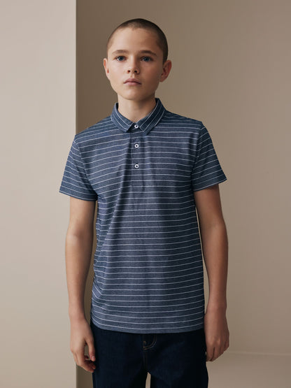 Dsiney Kidz - Navy/White Stripe Short Sleeve Jersey Polo Shirt (3-16yrs) image 1