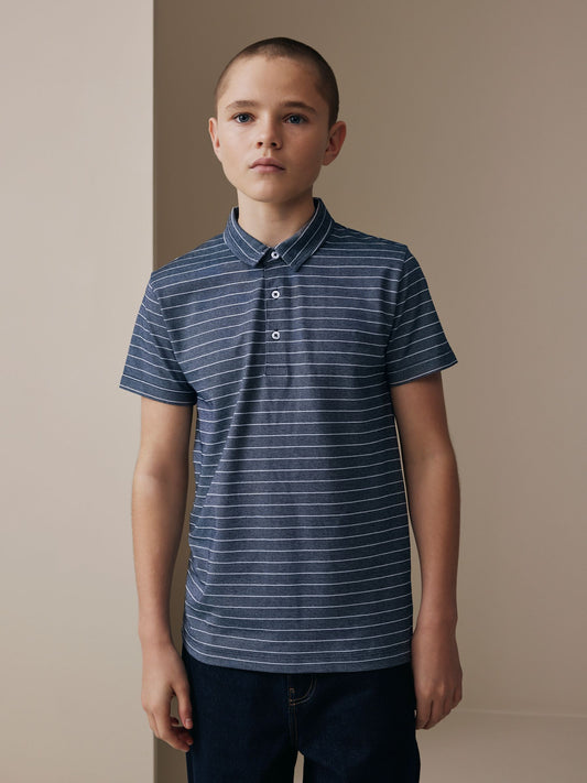 Disney Kidz - Navy/White Stripe Short Sleeve Jersey Polo Shirt (3-16yrs) image 1