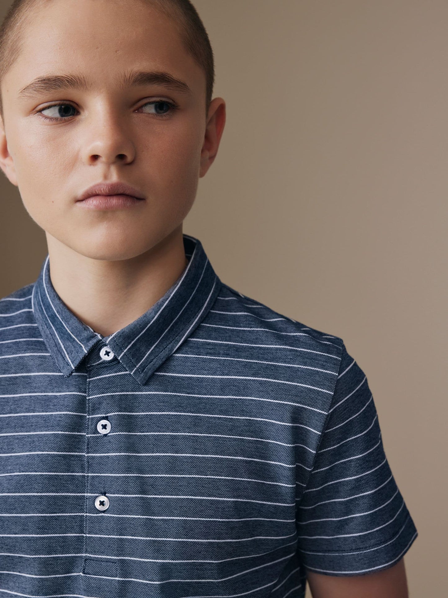 Dsiney Kidz - Navy/White Stripe Short Sleeve Jersey Polo Shirt (3-16yrs) image 4