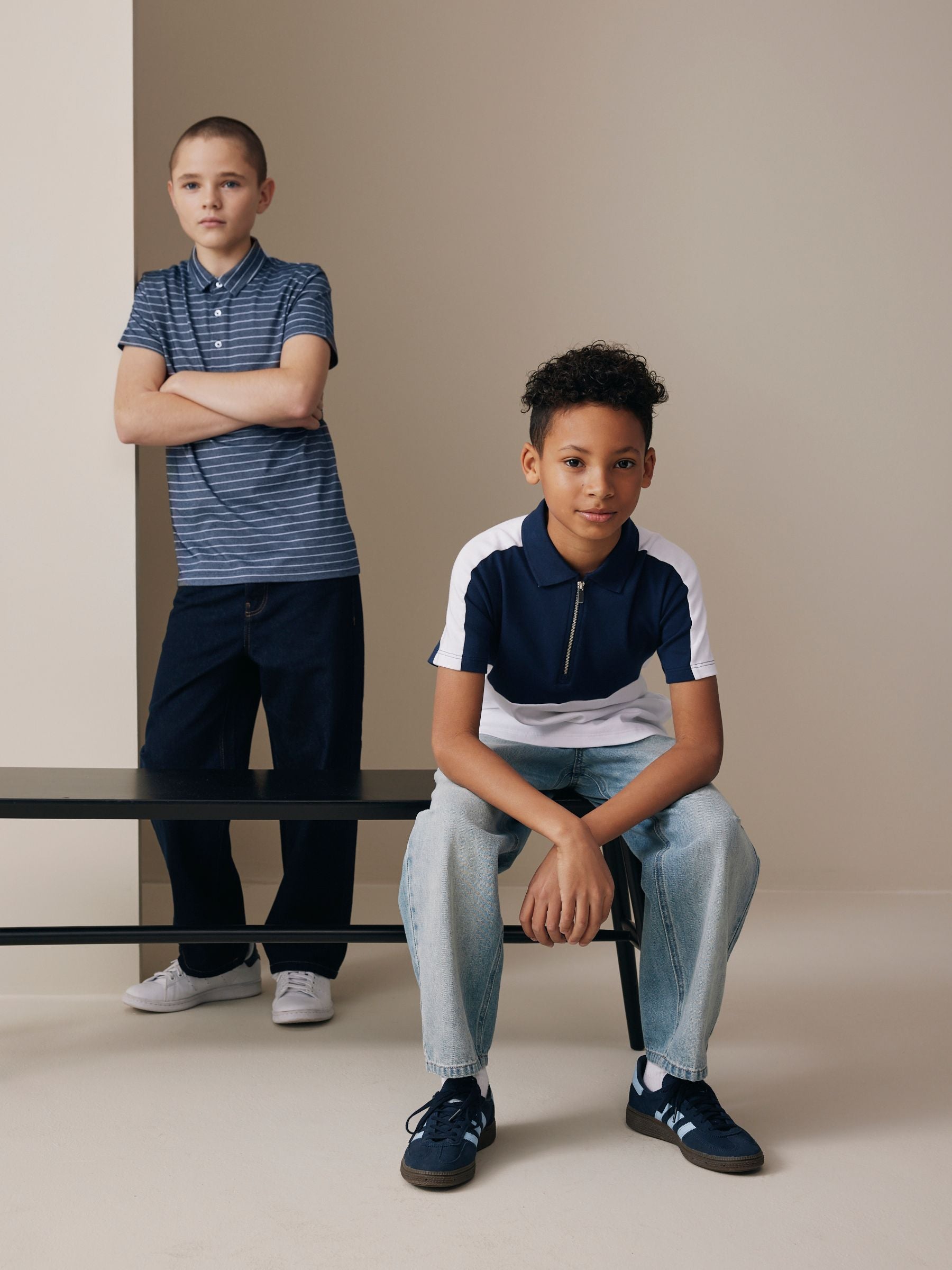 Dsiney Kidz - Navy/White Stripe Short Sleeve Jersey Polo Shirt (3-16yrs) image 5
