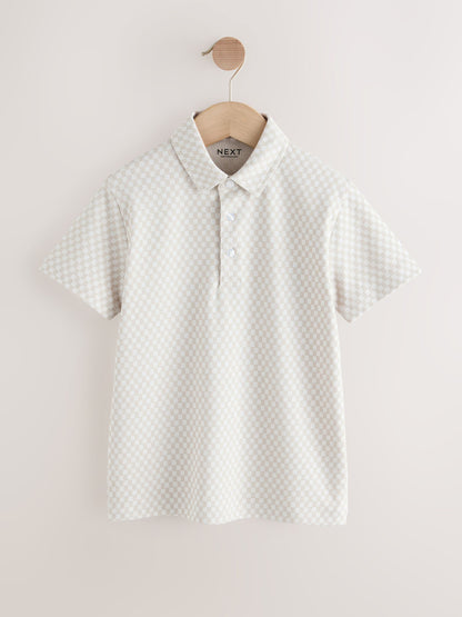 Dsiney Kidz - Ecru Check Short Sleeve Jersey Polo Shirt (3-16yrs) image 1