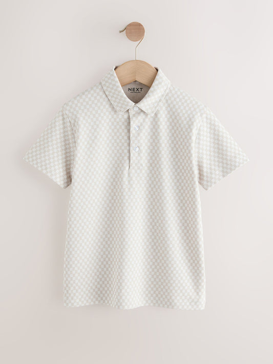 Disney Kidz - Ecru Check Short Sleeve Jersey Polo Shirt (3-16yrs) image 1