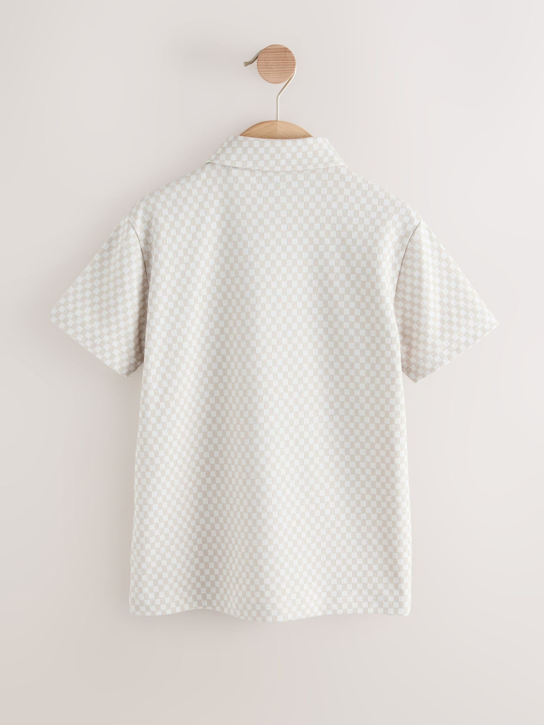 Dsiney Kidz - Ecru Check Short Sleeve Jersey Polo Shirt (3-16yrs) image 2