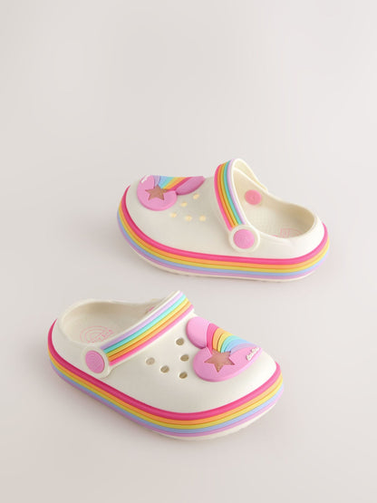 Little Bird by Jools Oliver Pink Pastel Rainbow Light-Up Clog Sandals image 3