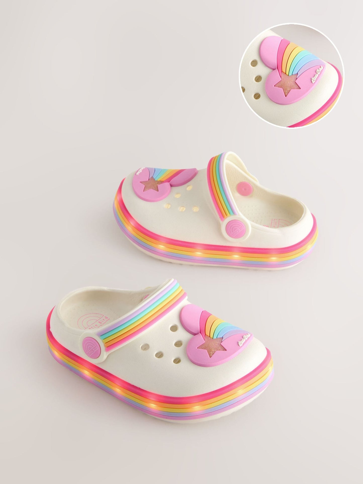 Little Bird by Jools Oliver Pink Pastel Rainbow Light-Up Clog Sandals image 1