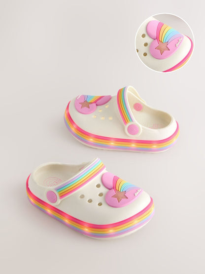 Little Bird by Jools Oliver Pink Pastel Rainbow Light-Up Clog Sandals image 1