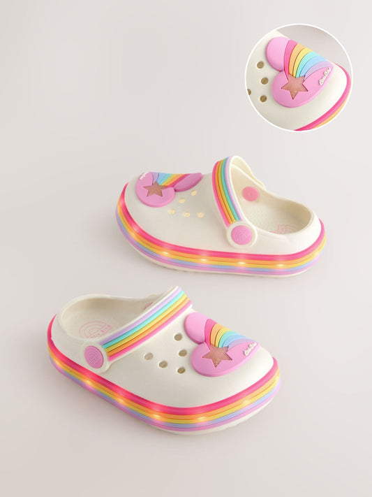 Little Bird by Jools Oliver Pink Pastel Rainbow Light-Up Clog Sandals image 1