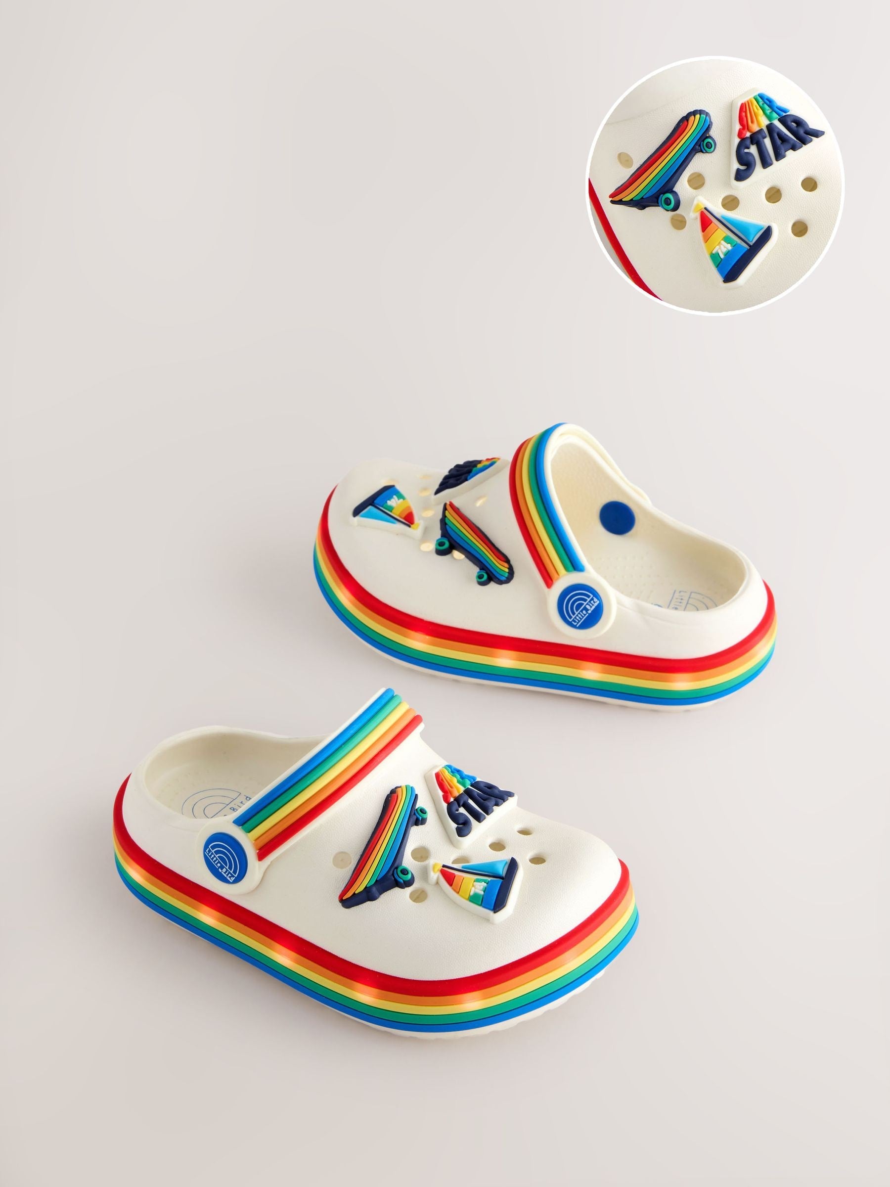 Little Bird by Jools Oliver Blue Bright Rainbow Light-Up Clog Sandals image 1