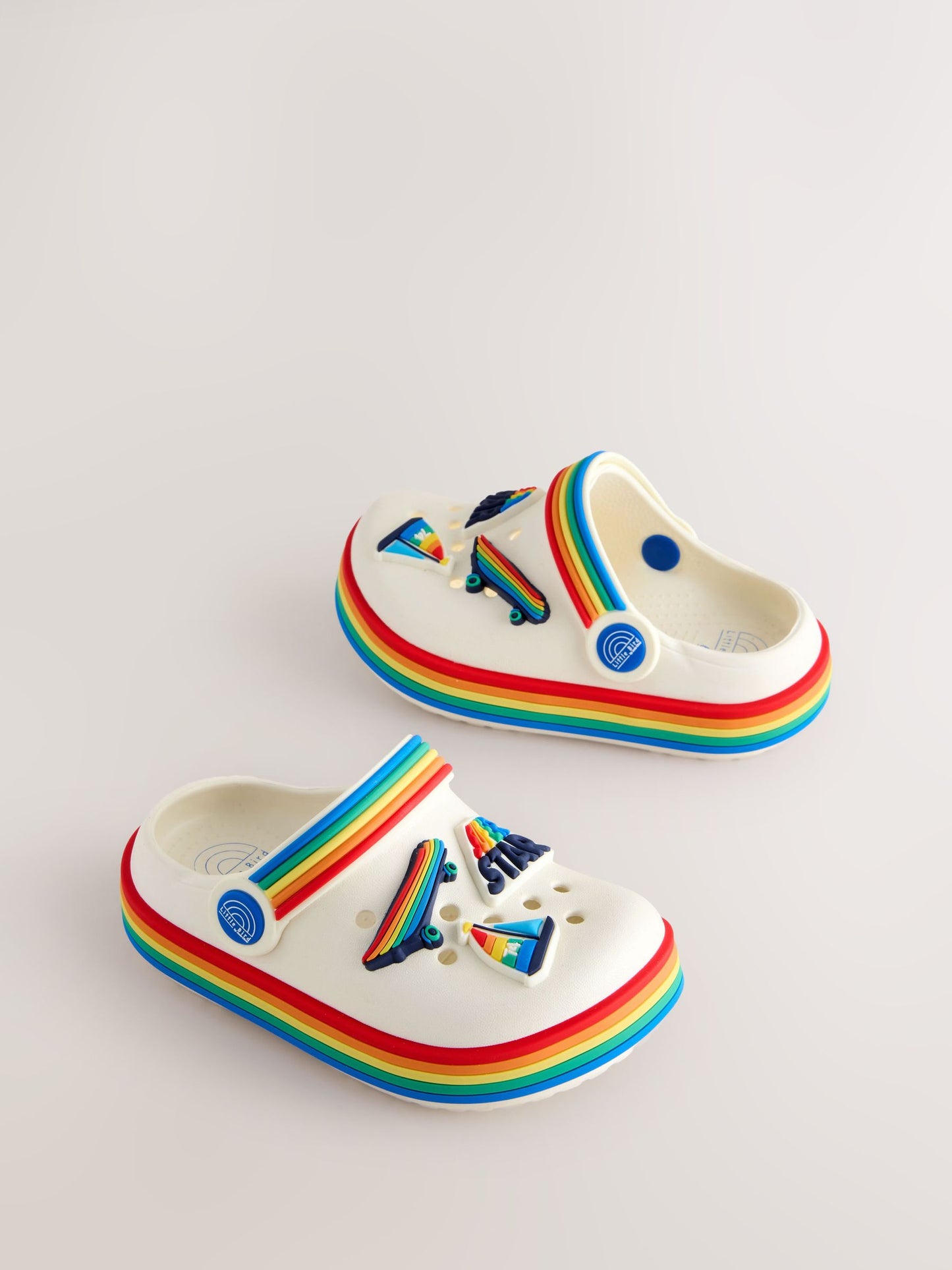 Little Bird by Jools Oliver Blue Bright Rainbow Light-Up Clog Sandals image 3