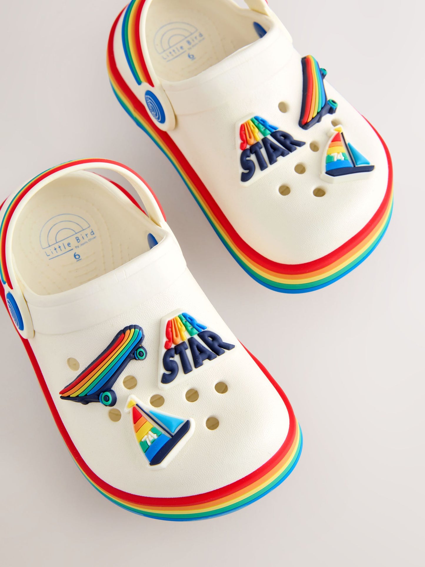 Little Bird by Jools Oliver Blue Bright Rainbow Light-Up Clog Sandals image 4