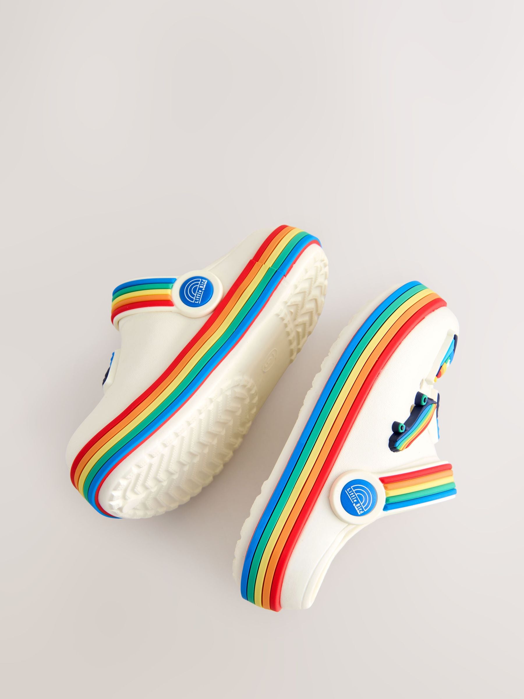 Little Bird by Jools Oliver Blue Bright Rainbow Light-Up Clog Sandals image 5