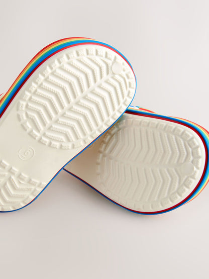 Little Bird by Jools Oliver Blue Bright Rainbow Light-Up Clog Sandals image 6