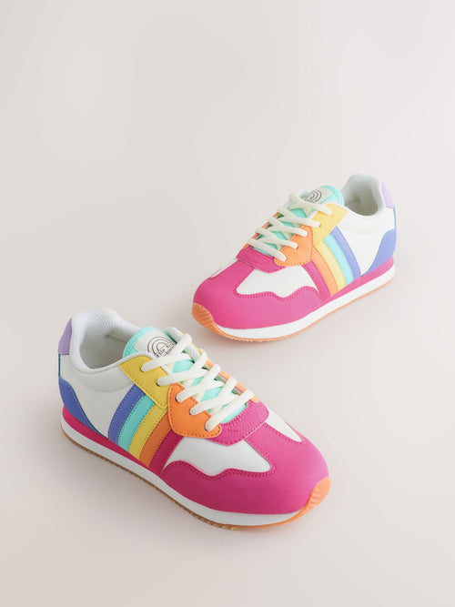 Little Bird by Jools Oliver Pink Older Pastel Rainbow Retro Runner Trainers image 1