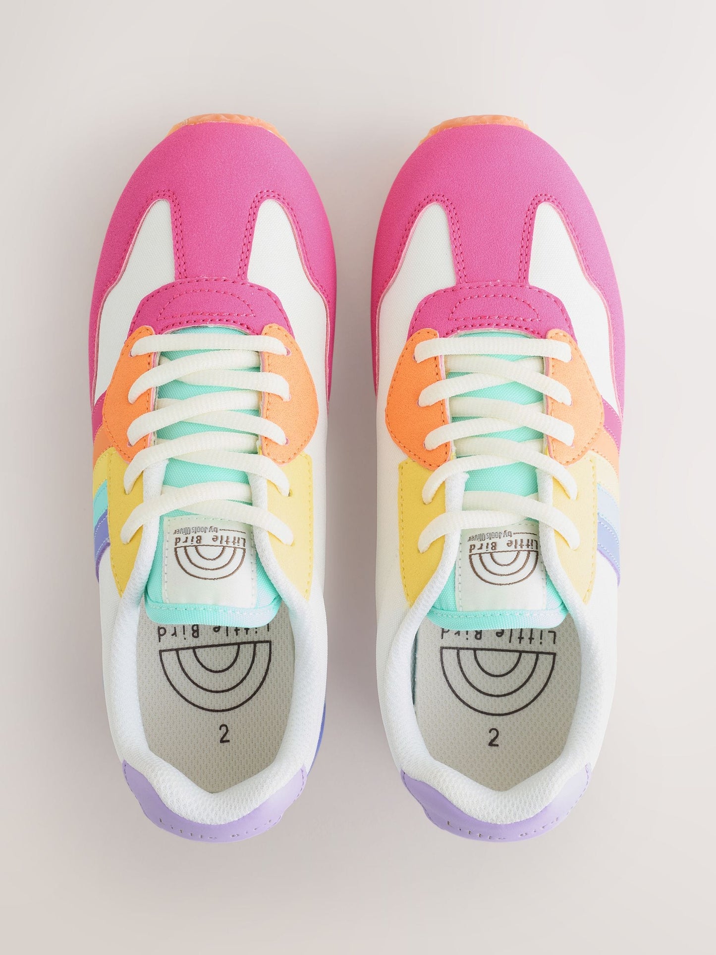 Little Bird by Jools Oliver Pink Older Pastel Rainbow Retro Runner Trainers image 3