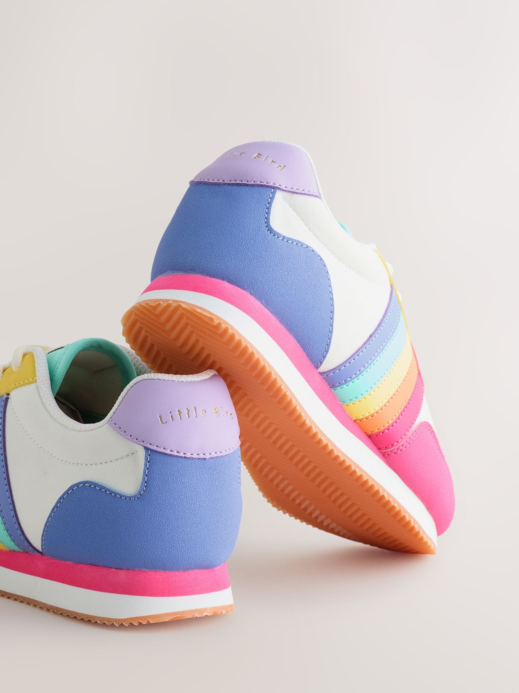 Little Bird by Jools Oliver Pink Older Pastel Rainbow Retro Runner Trainers image 4