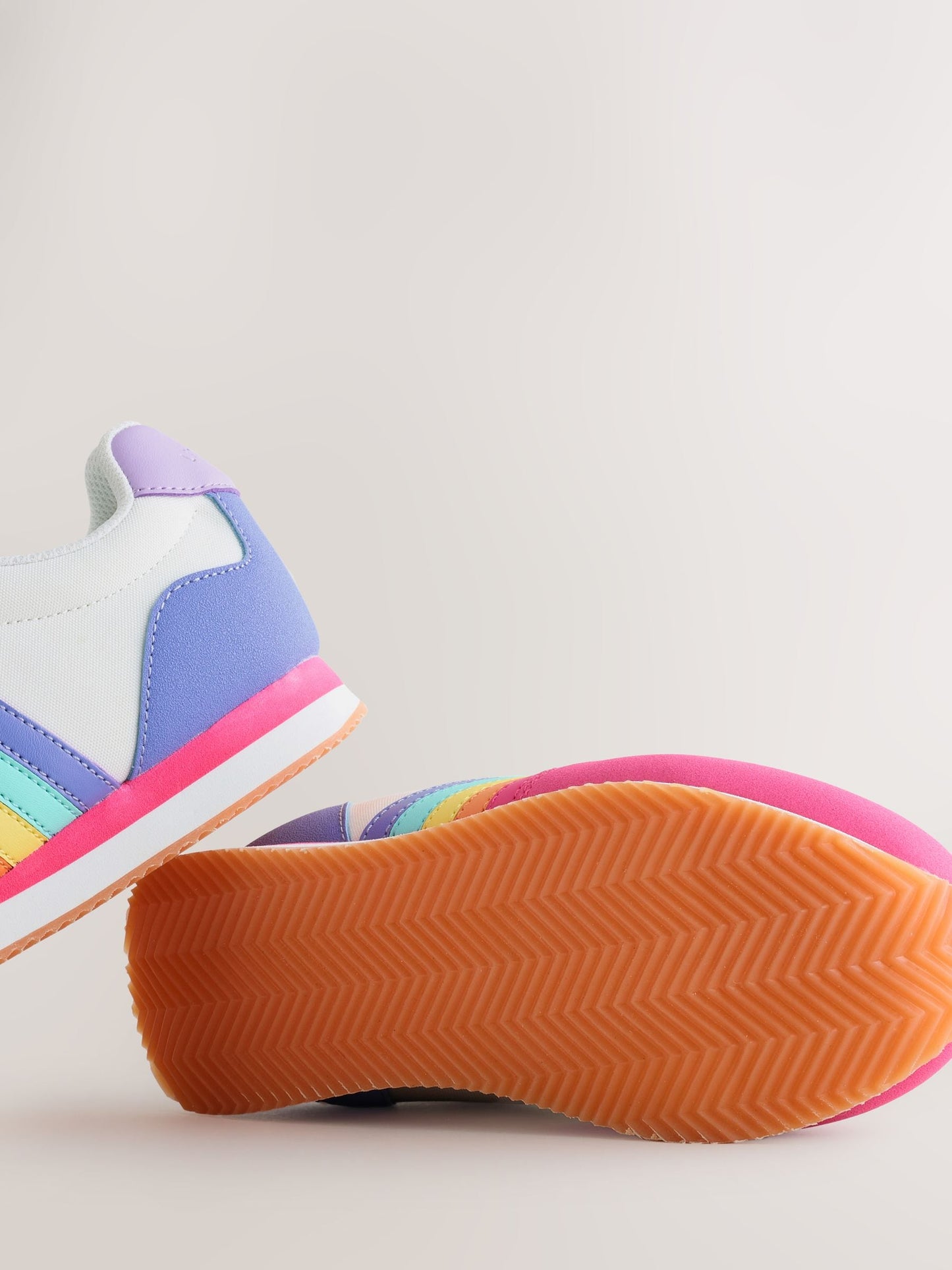 Little Bird by Jools Oliver Pink Older Pastel Rainbow Retro Runner Trainers image 5