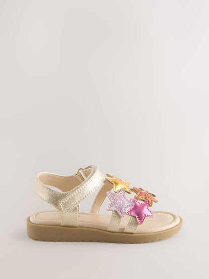 Little Bird by Jools Oliver Gold Metallic Rainbow Star Sandals image 2