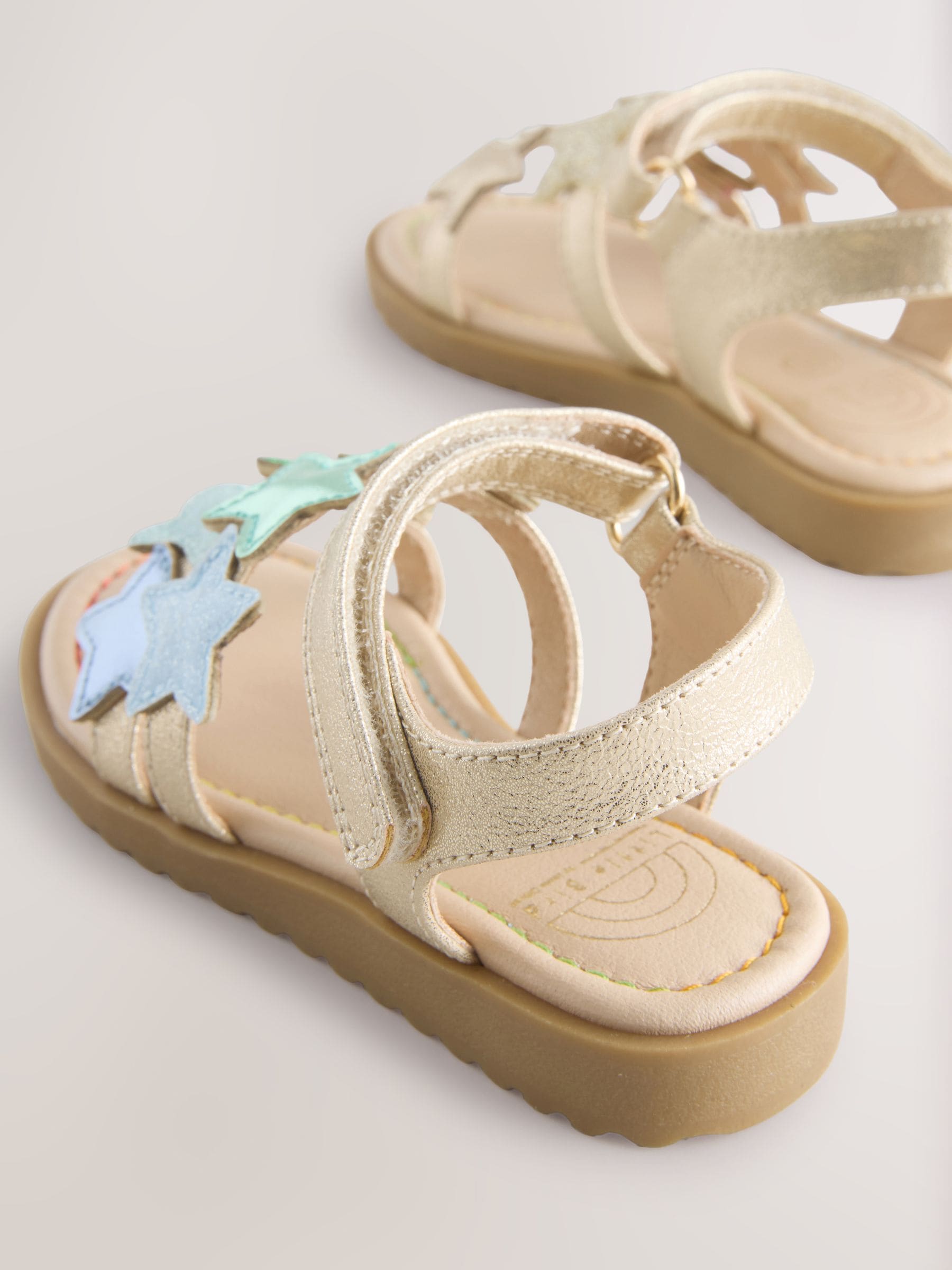 Little Bird by Jools Oliver Gold Metallic Rainbow Star Sandals image 3