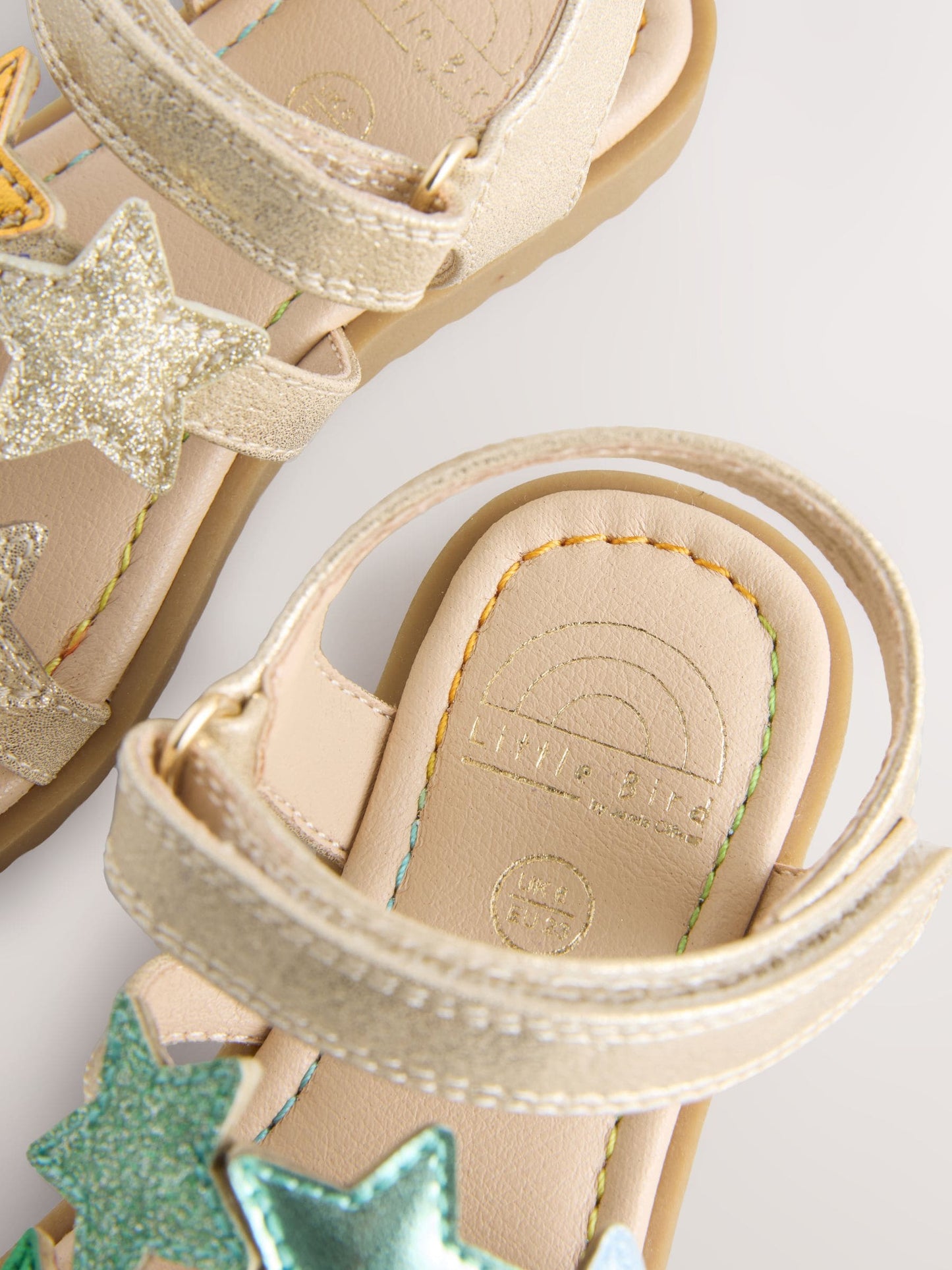 Little Bird by Jools Oliver Gold Metallic Rainbow Star Sandals image 4