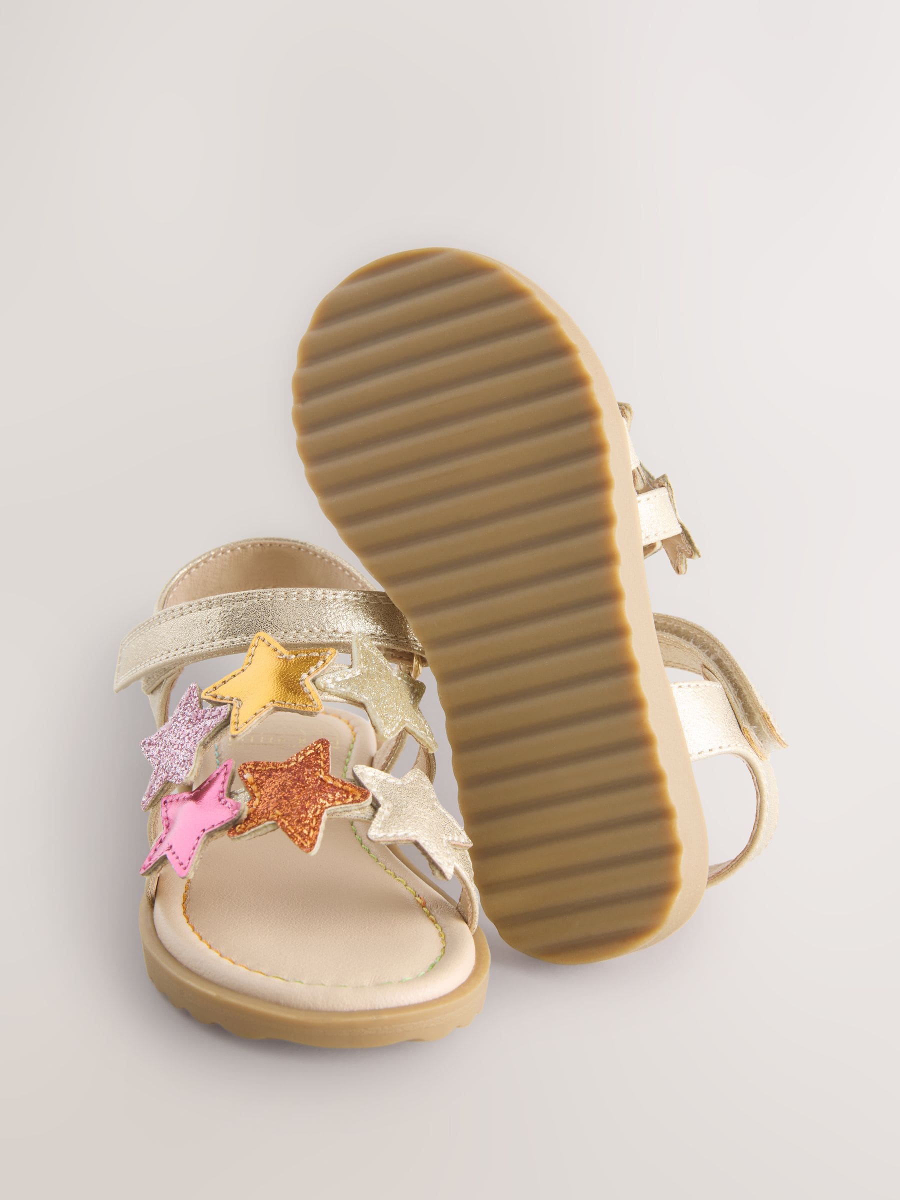 Little Bird by Jools Oliver Gold Metallic Rainbow Star Sandals image 5