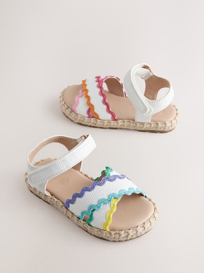Little Bird by Jools Oliver White Pastel Rainbow Ric Rac Sandals image 2