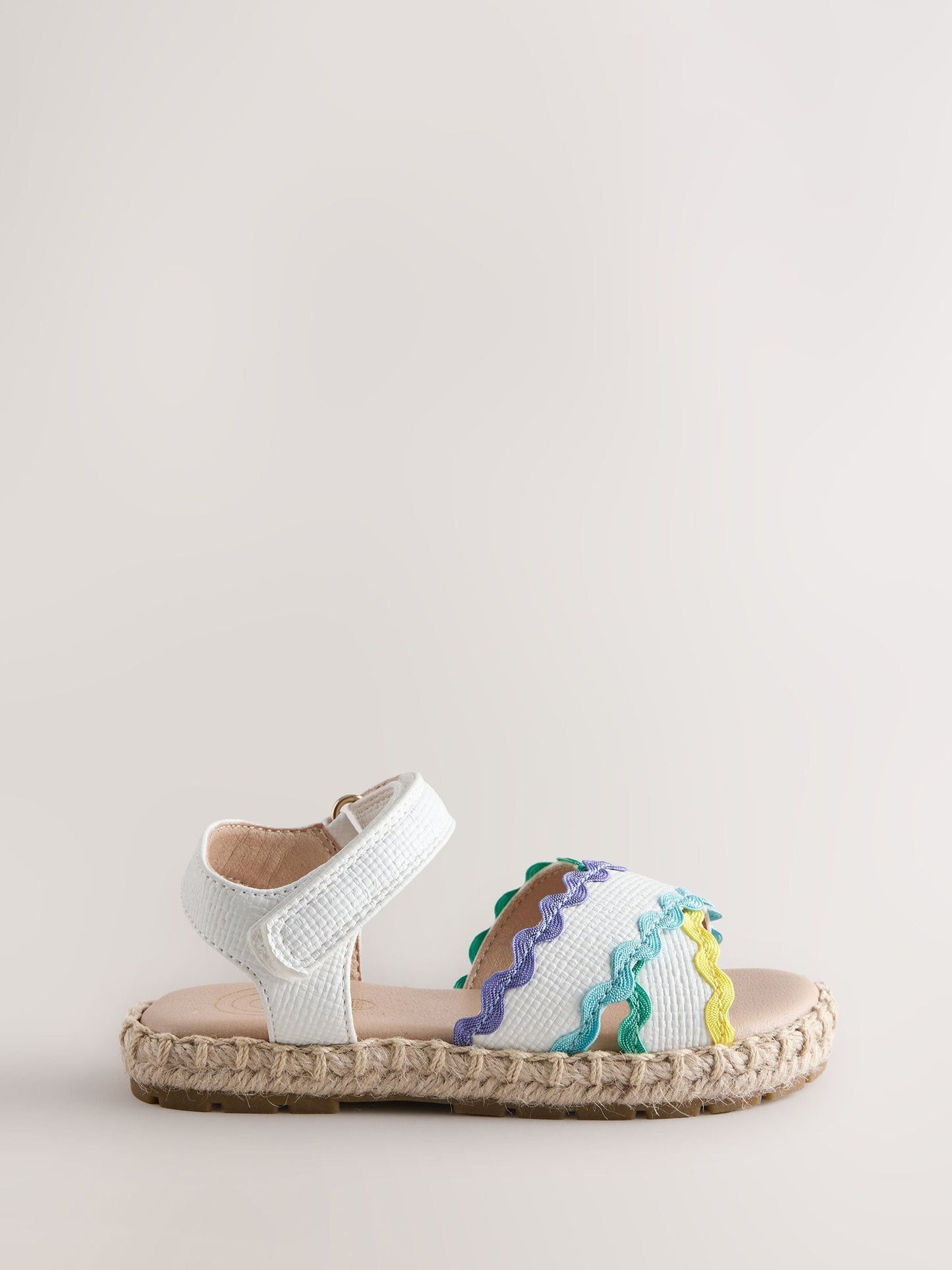 Little Bird by Jools Oliver White Pastel Rainbow Ric Rac Sandals image 3