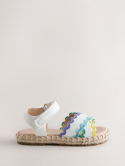 Little Bird by Jools Oliver White Pastel Rainbow Ric Rac Sandals image 3