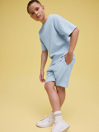 Dsiney Kidz - Light Blue Textured Short Sleeve T-Shirt and Shorts Set (3-16yrs) image 2