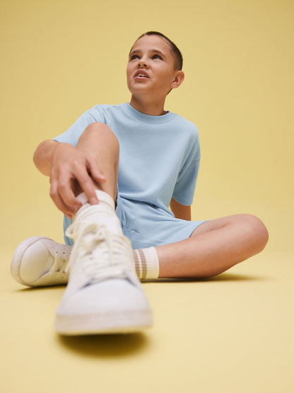 Dsiney Kidz - Light Blue Textured Short Sleeve T-Shirt and Shorts Set (3-16yrs) image 3