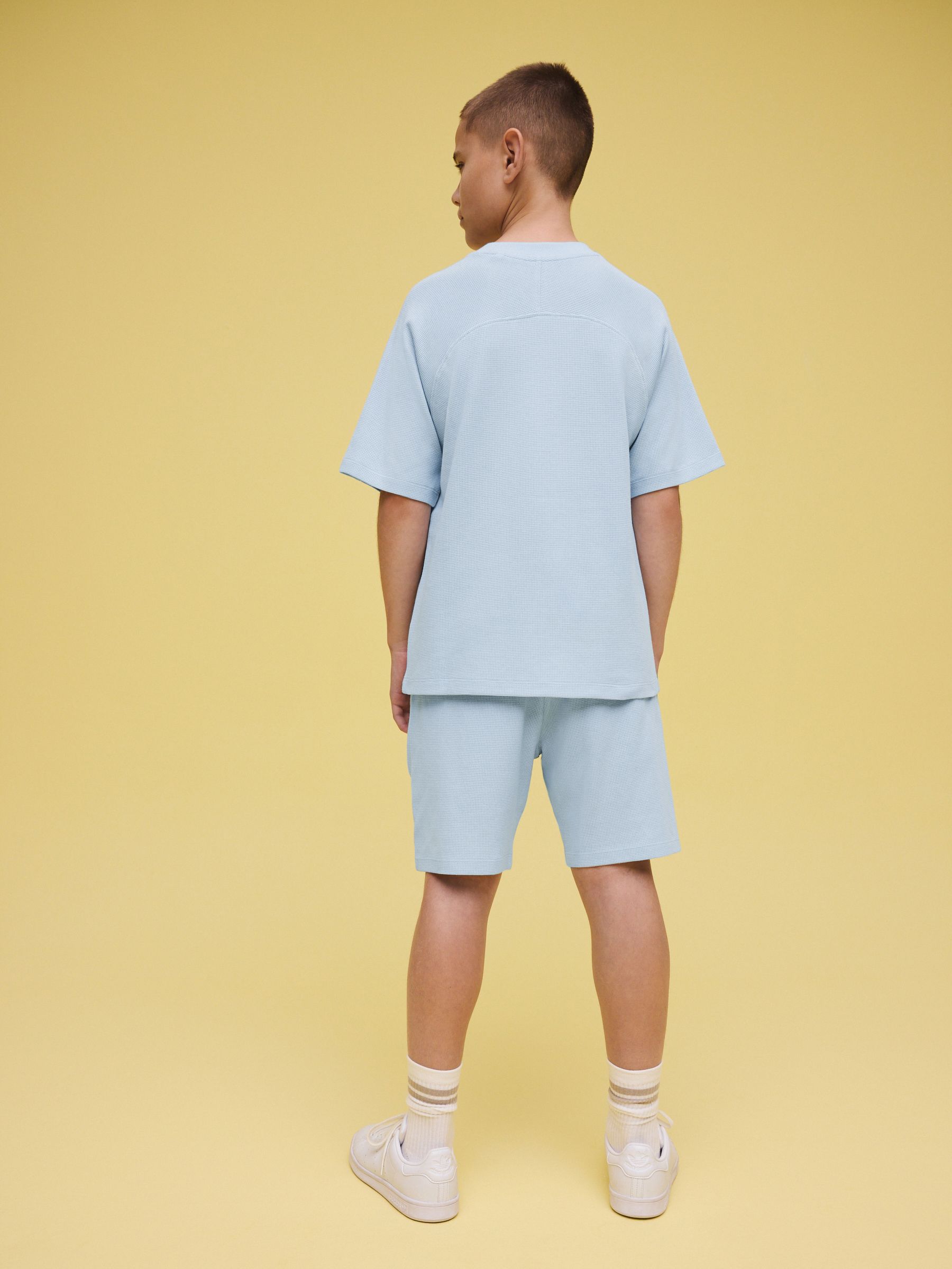 Dsiney Kidz - Light Blue Textured Short Sleeve T-Shirt and Shorts Set (3-16yrs) image 5