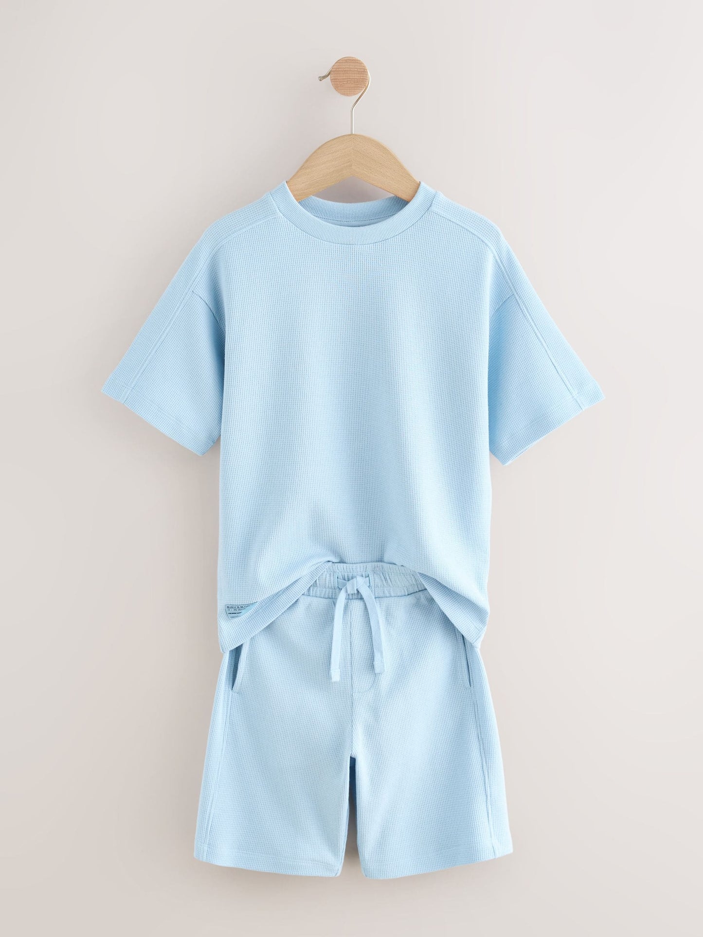 Dsiney Kidz - Light Blue Textured Short Sleeve T-Shirt and Shorts Set (3-16yrs) image 8