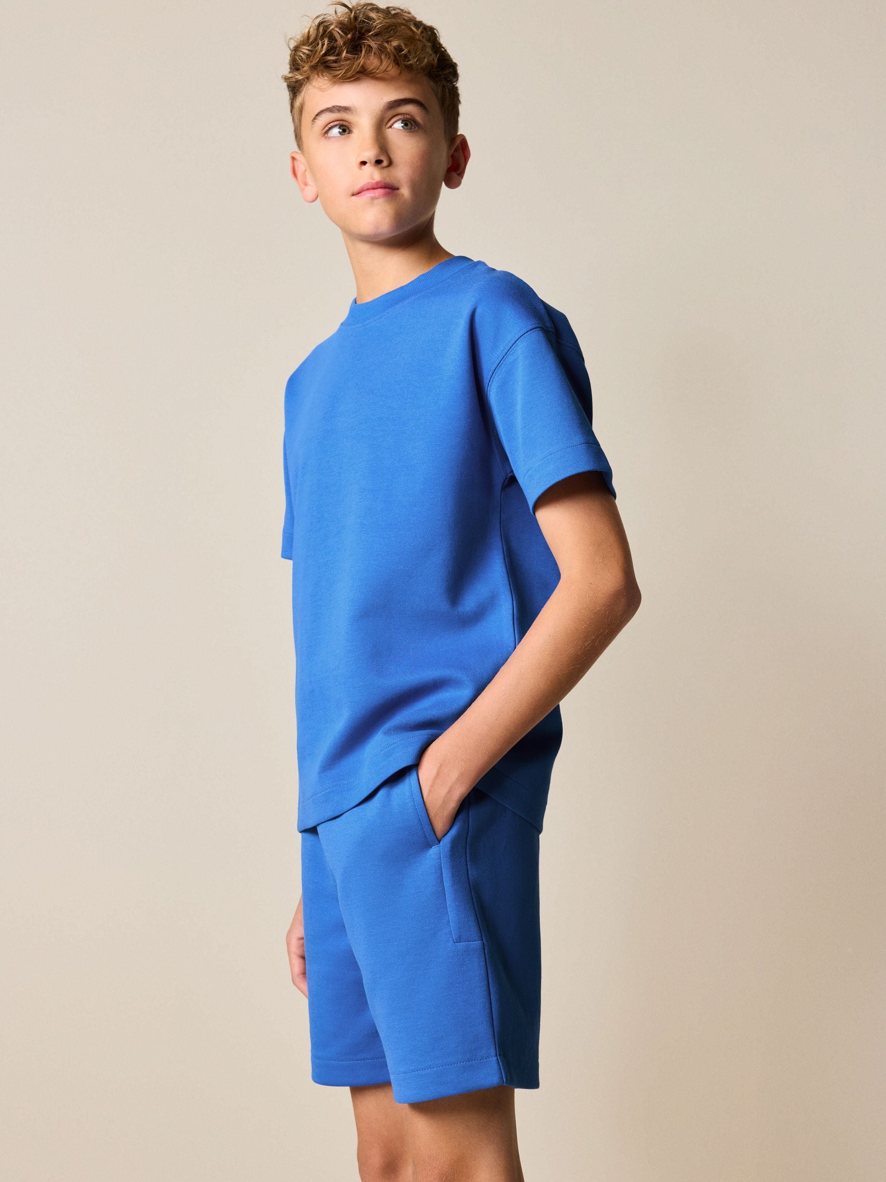 Dsiney Kidz - Cobalt Blue Relaxed Fit Heavyweight T-Shirt and Shorts Set (3-16yrs) image 1