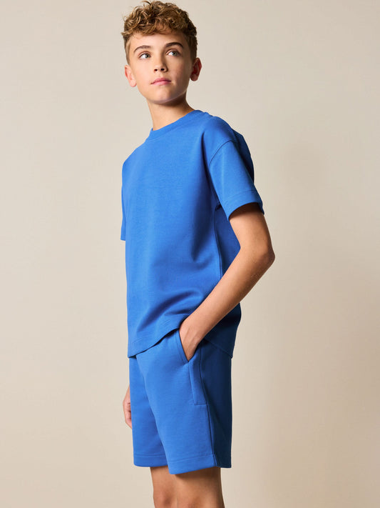 Cobalt Blue Relaxed Fit Heavyweight T-Shirt and Shorts Set (3-16yrs) image 1