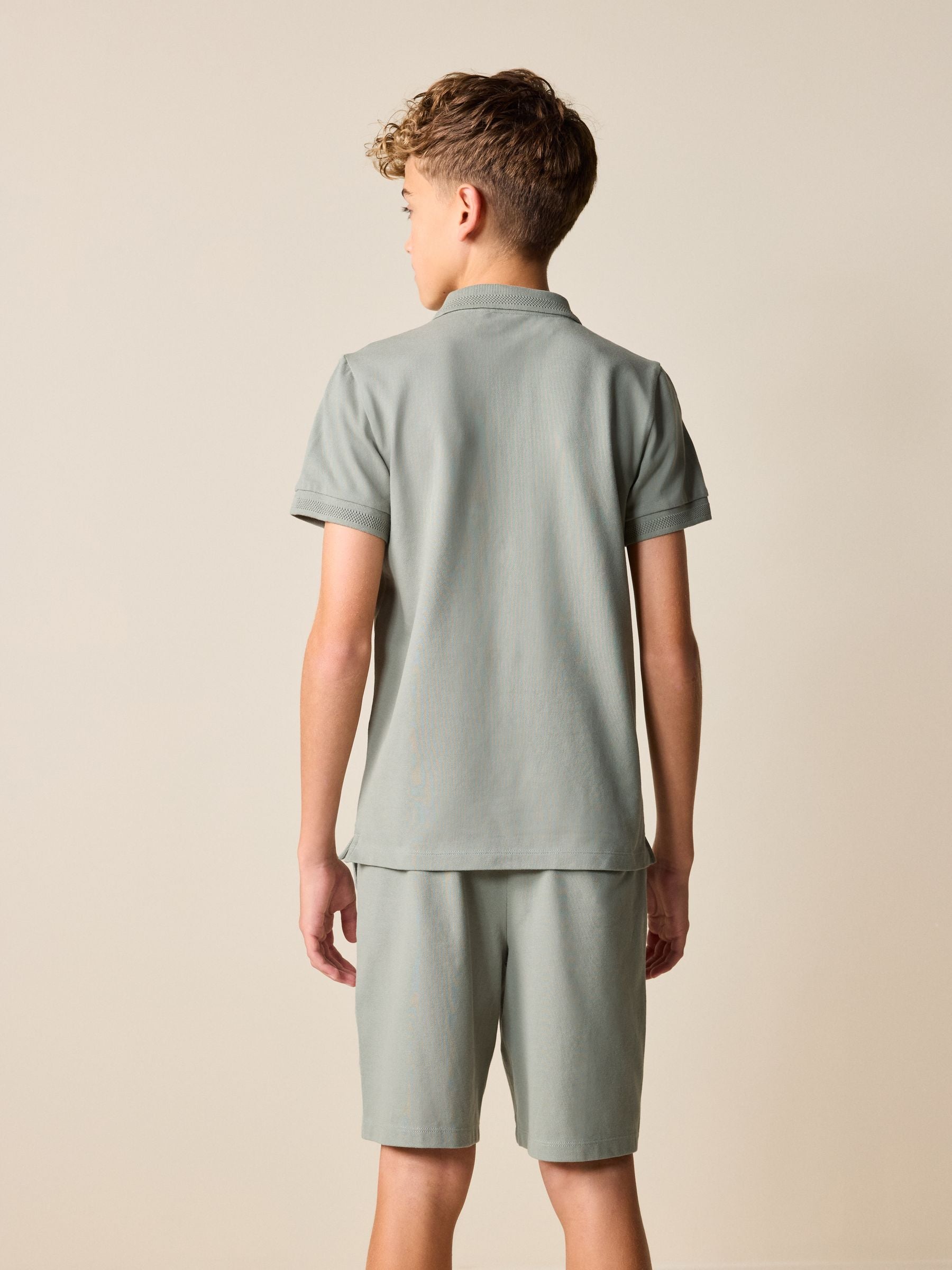 Dsiney Kidz - Khaki Green Short Sleeve Polo Shirt and Shorts Set (3-16yrs) image 2