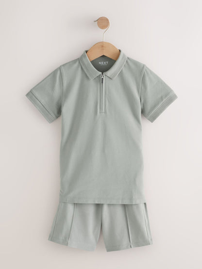 Dsiney Kidz - Khaki Green Short Sleeve Polo Shirt and Shorts Set (3-16yrs) image 4