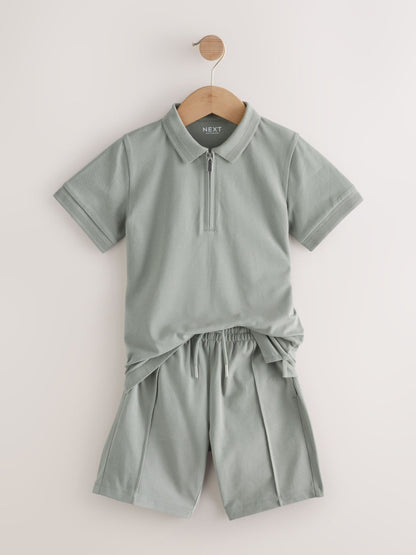 Dsiney Kidz - Khaki Green Short Sleeve Polo Shirt and Shorts Set (3-16yrs) image 5