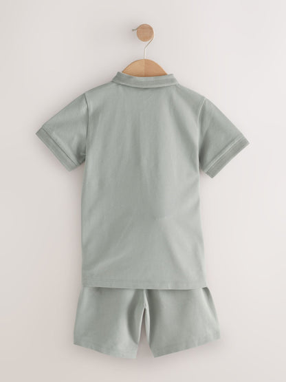 Dsiney Kidz - Khaki Green Short Sleeve Polo Shirt and Shorts Set (3-16yrs) image 6