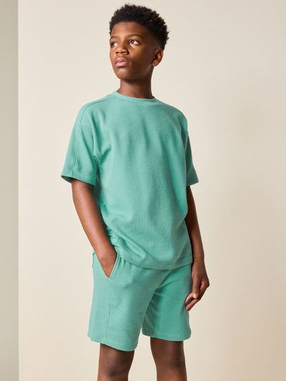 Dsiney Kidz - Green Textured Short Sleeve T-Shirt and Shorts Set (3-16yrs) image 1