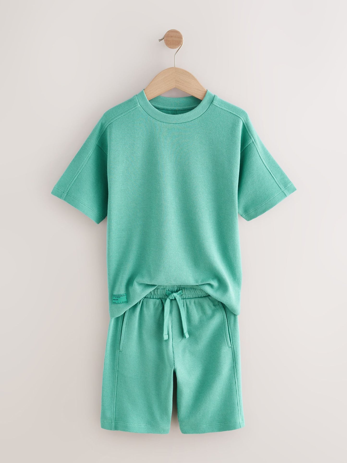 Dsiney Kidz - Green Textured Short Sleeve T-Shirt and Shorts Set (3-16yrs) image 5