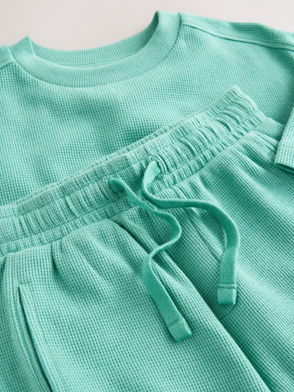 Dsiney Kidz - Green Textured Short Sleeve T-Shirt and Shorts Set (3-16yrs) image 7