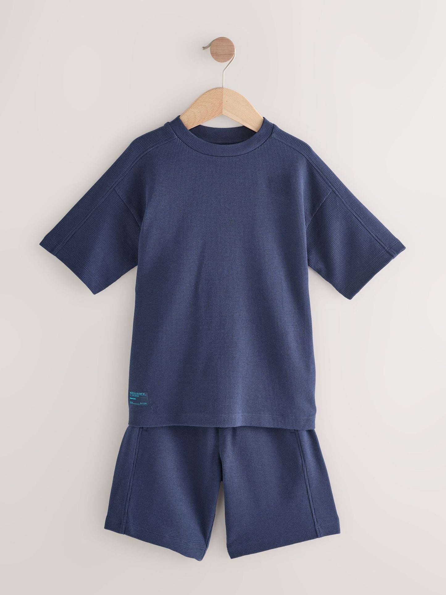 Dsiney Kidz - Navy Blue Textured Short Sleeve T-Shirt and Shorts Set (3-16yrs) image 4