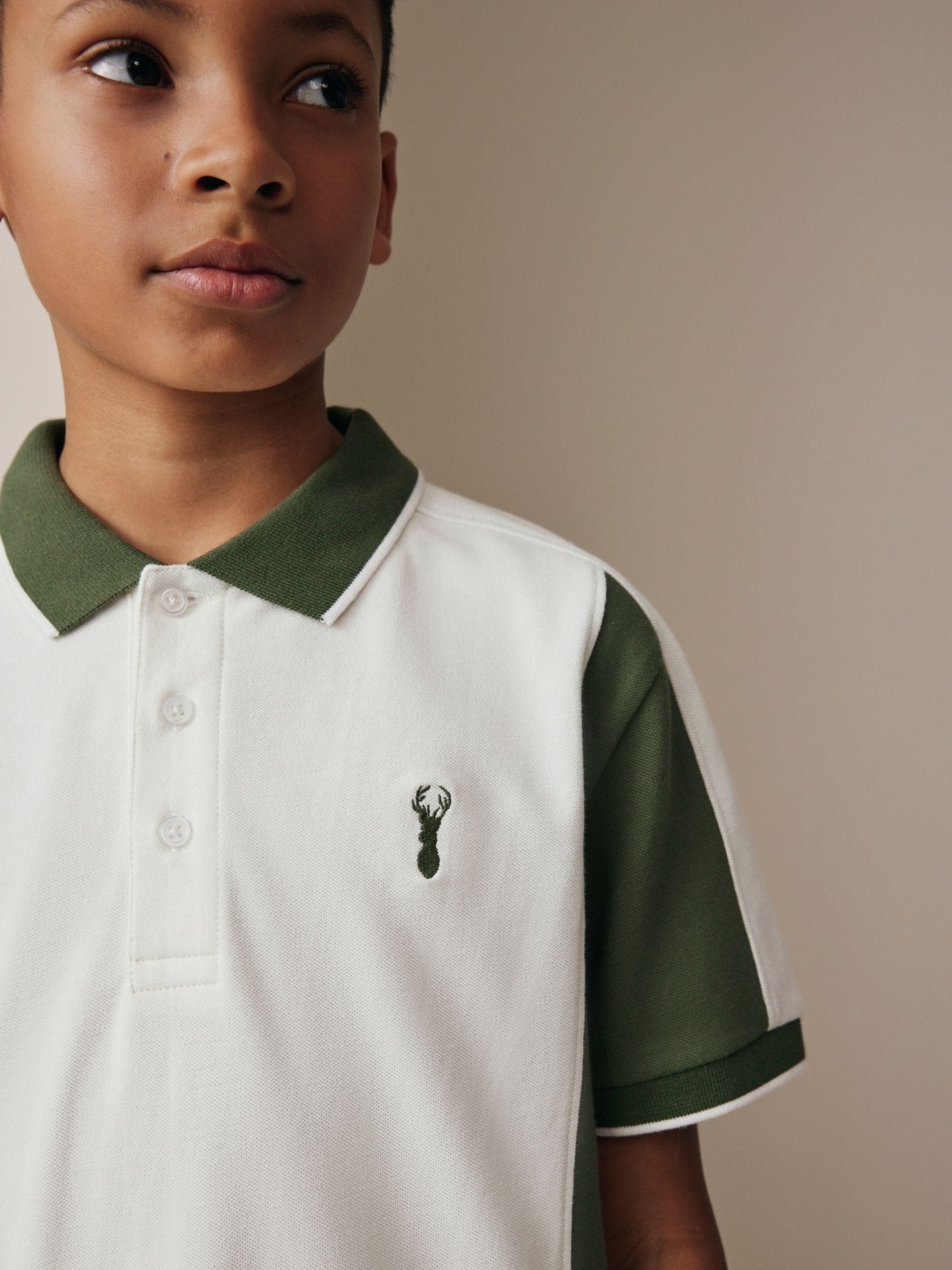 Dsiney Kidz - Green/Ecru Colourblock Short Sleeve Polo Shirt and Shorts Set (3-16yrs) image 3
