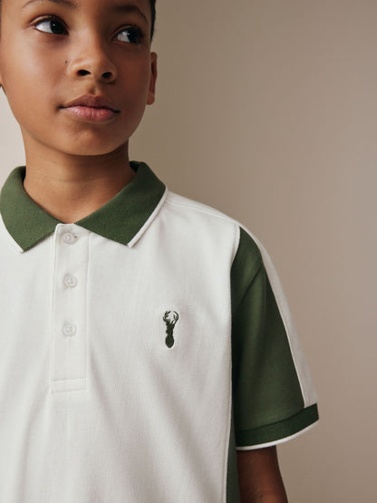 Dsiney Kidz - Green/Ecru Colourblock Short Sleeve Polo Shirt and Shorts Set (3-16yrs) image 3